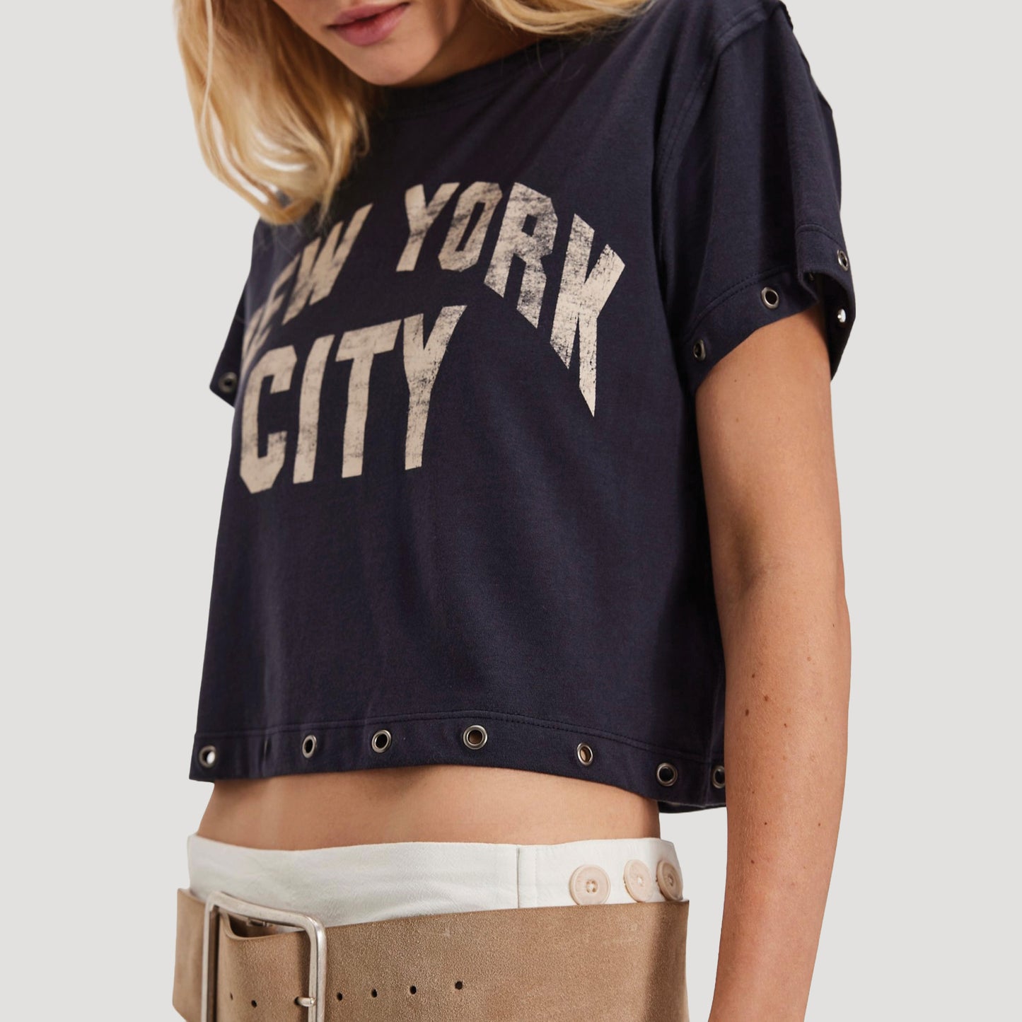 Tricia Fix Noir Grommet Crop Tee
