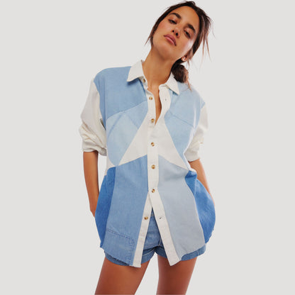 Tricia Fix Pieced Denim Shirt
