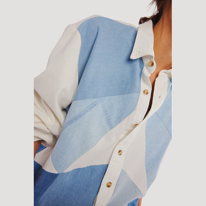 Tricia Fix Pieced Denim Shirt