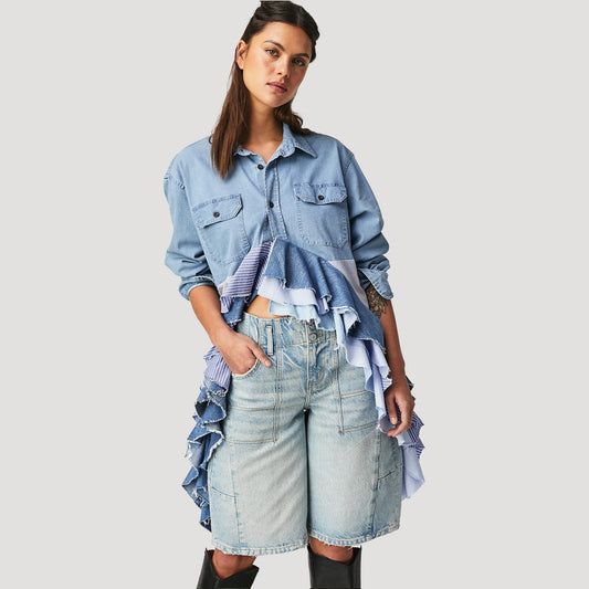 Tricia Fix Pieced Ruffle Front Maxi Top