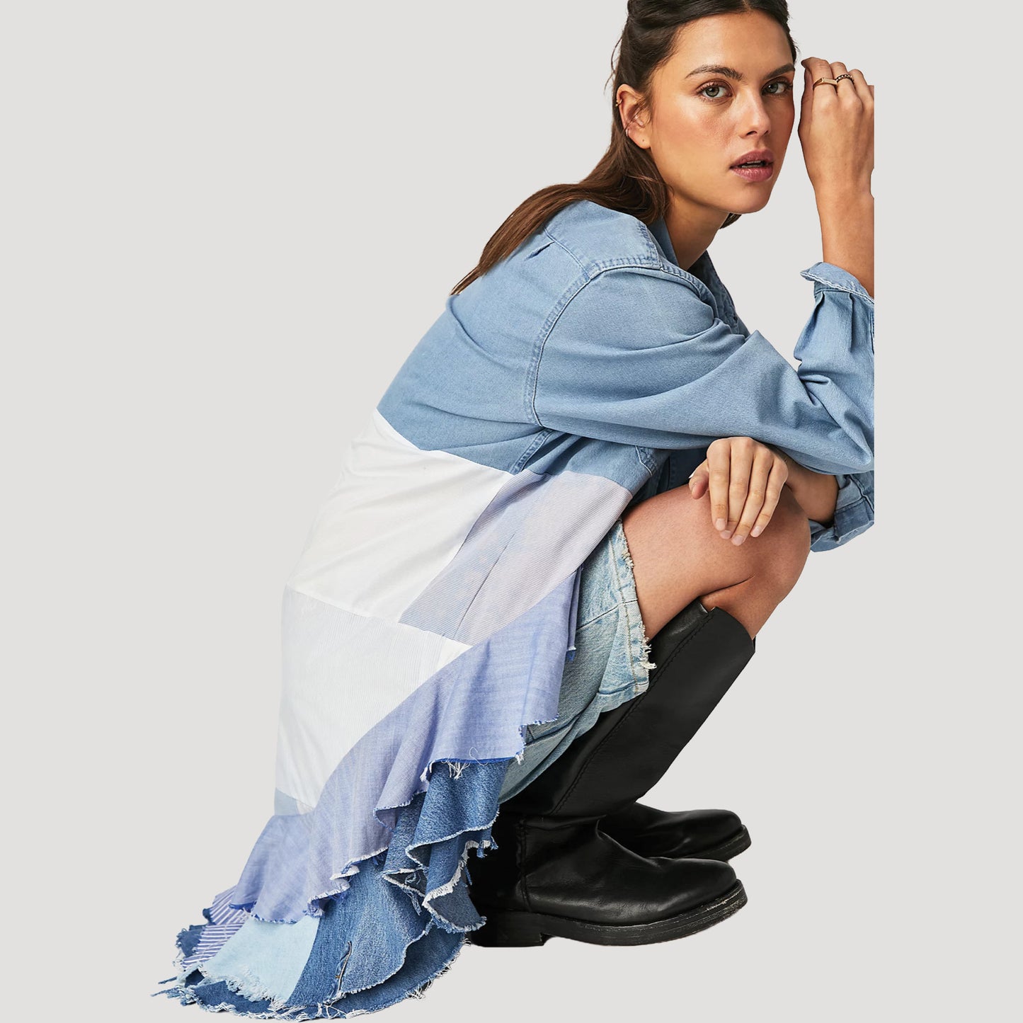 Tricia Fix Pieced Ruffle Front Maxi Top