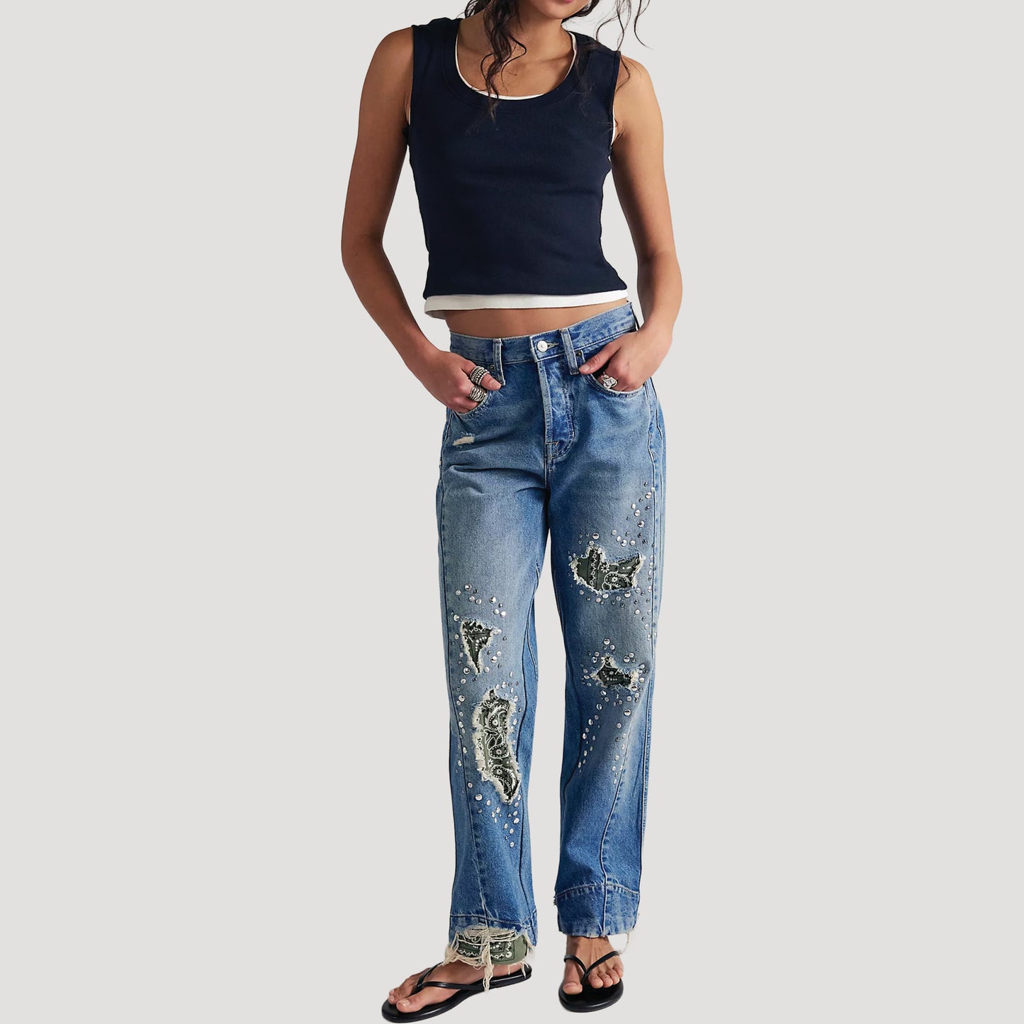 Tricia Fix Stick Around Studded Bandana Jeans