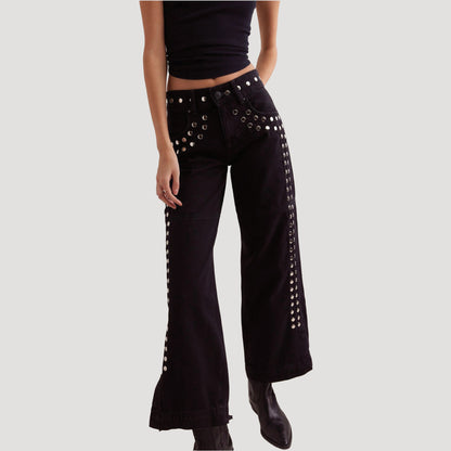 Tricia Fix Studded Benji Wide-Leg Jeans