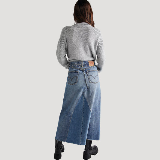 Tricia Fix Studded Denim Maxi Skirt