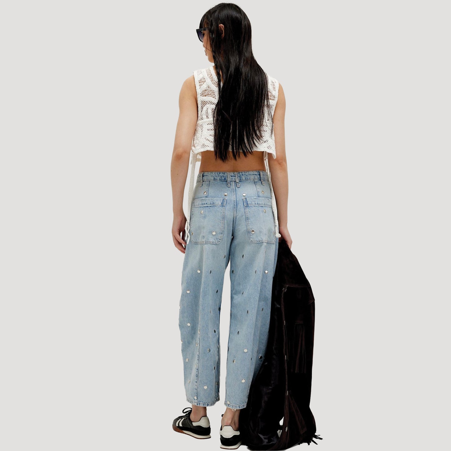 We The Free Ellipse Studded Barrel Jeans