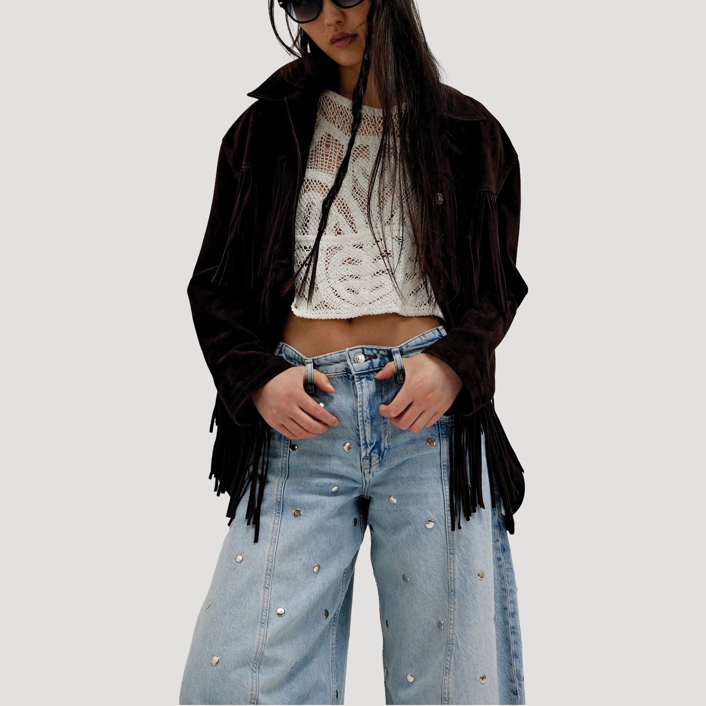 We The Free Ellipse Studded Barrel Jeans