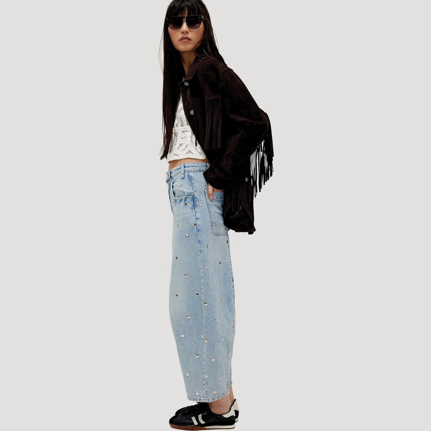We The Free Ellipse Studded Barrel Jeans
