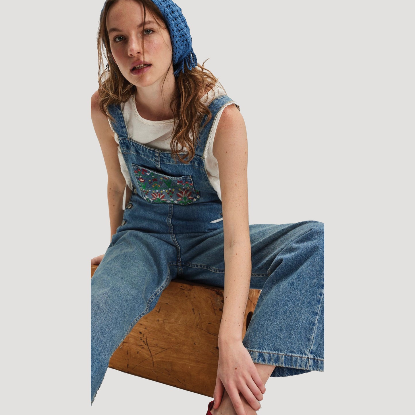 We The Free Sweet Pea Embroidered Overalls