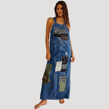 Patchwork Denim Skirtall