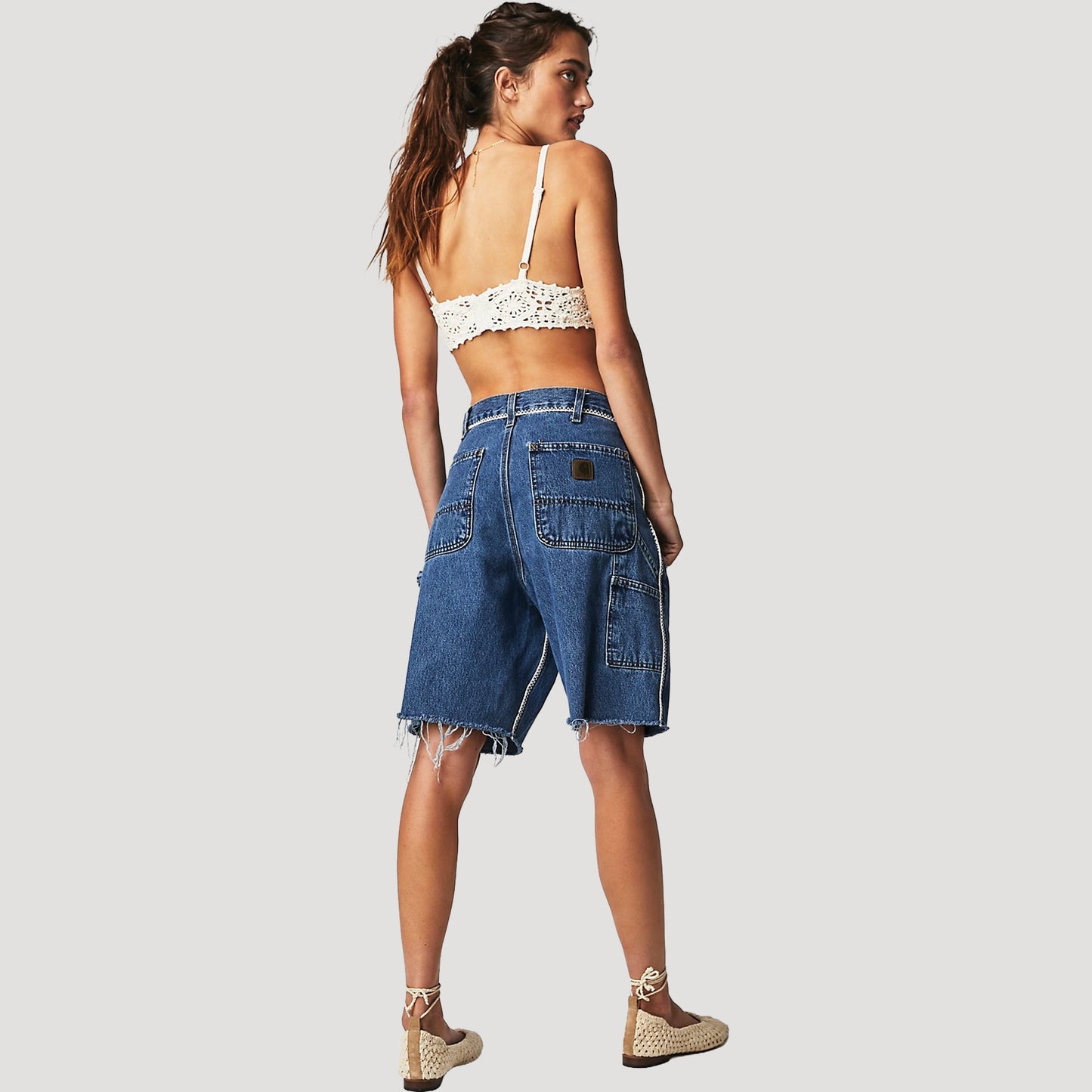 Tricia Fix Denim Whipstitch Cargo Shorts