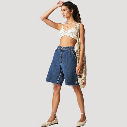 Tricia Fix Denim Whipstitch Cargo Shorts