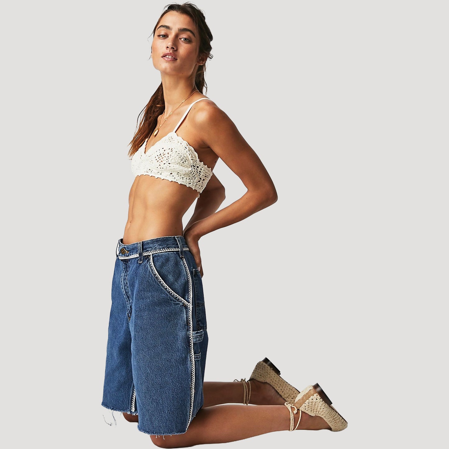 Tricia Fix Denim Whipstitch Cargo Shorts